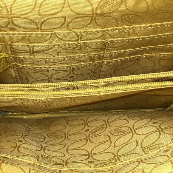 Vintage Fossil leather crossbody organizer purse. Yellow - Picture 8 of 11